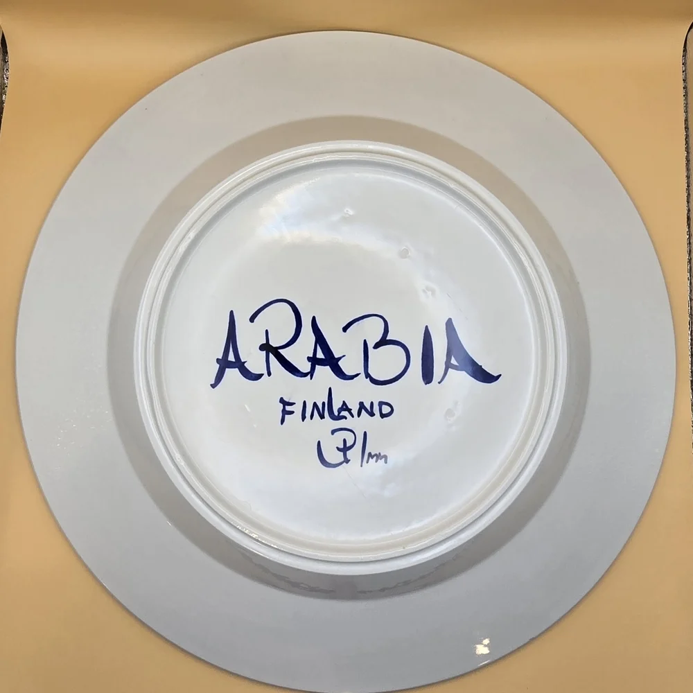 Arabia of Finland Valencia Large 14” Serving Platter Plate Cobalt Blue/White.
